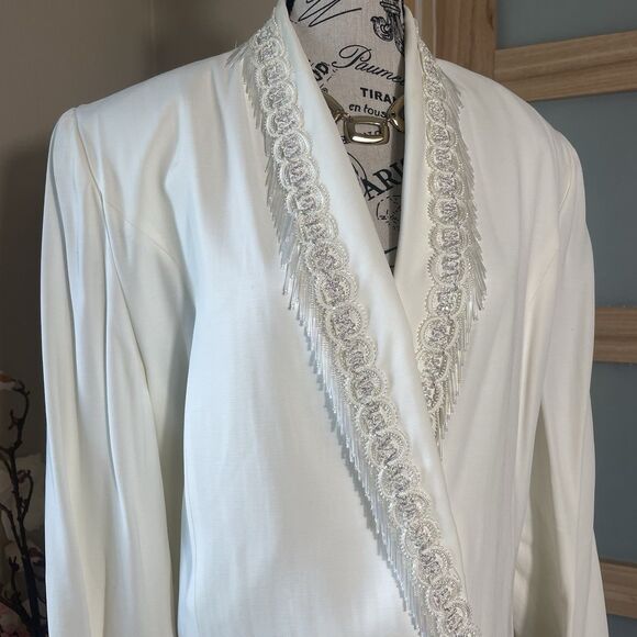 Vintage Gemini Nites Evening Blazer Women Ivory Bling Glittery - Picture 3 of 8